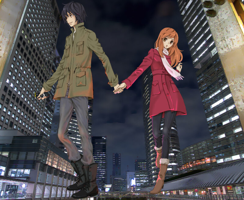 couple holding hands in city