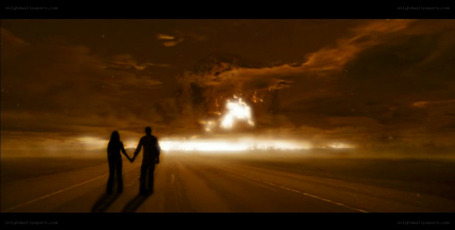Couple holding hands on a road