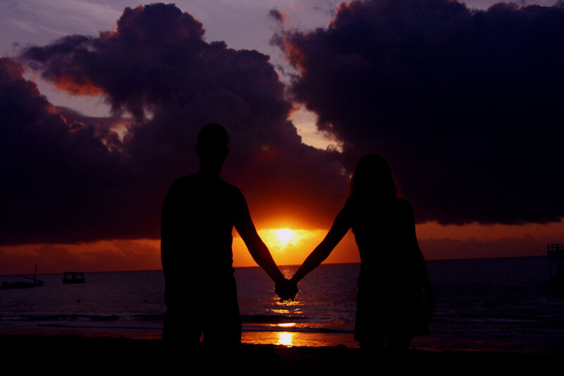 Couple Holding Hands — Orange, Dramatic