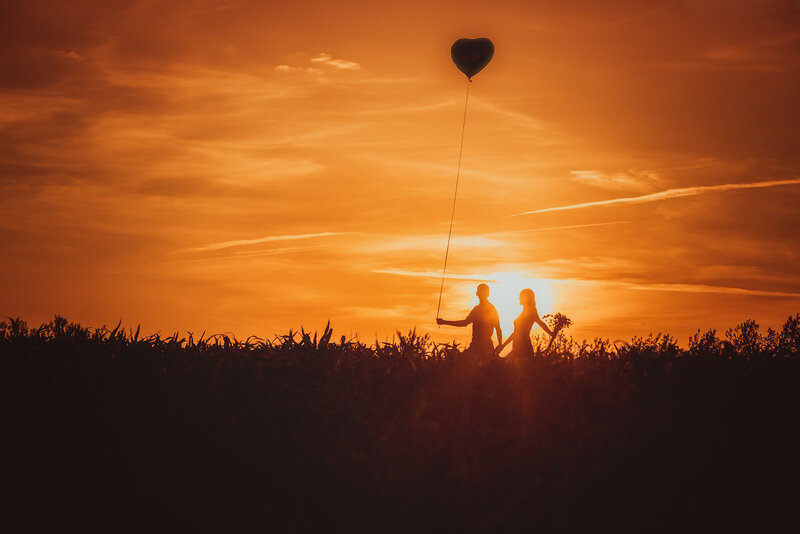 Couple Holding Hands — Orange, Romantic, Sunset