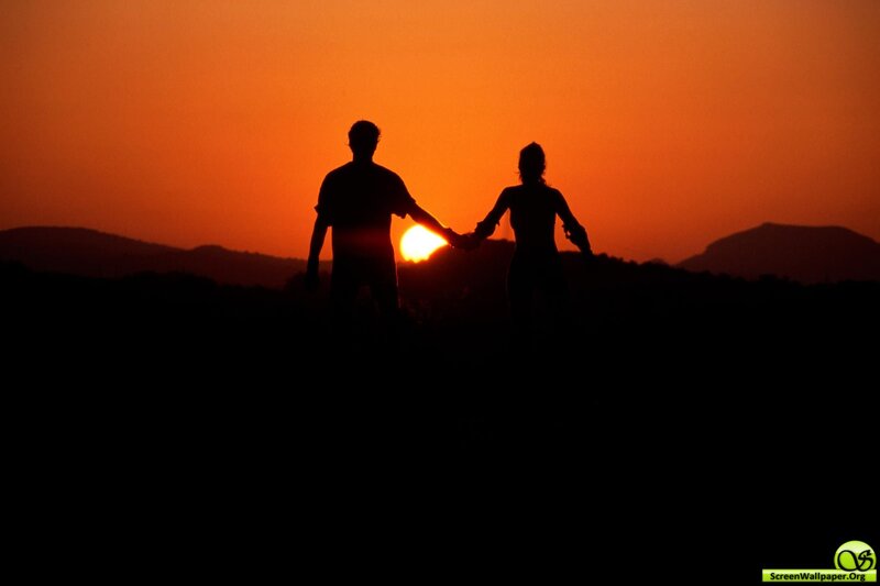 Couple Holding Hands — Orange, Serene