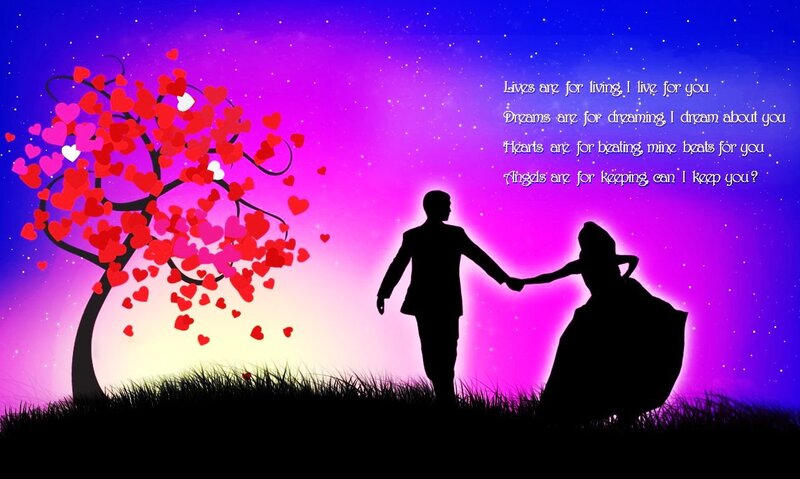 Couple Holding Hands — Purple, Romantic, Night