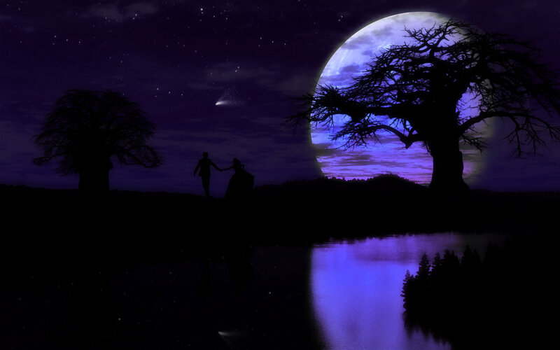 Couple Holding Hands — Purple, Serene