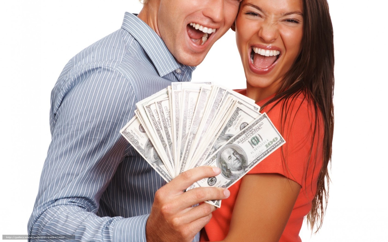 Couple holding money