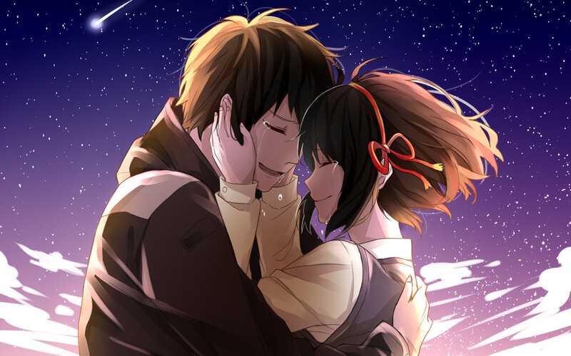 Couple Hugging at Night — Purple
