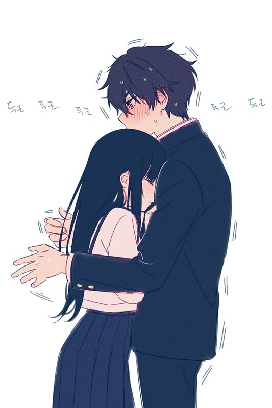 Couple Hugging — Blue, Intimate
