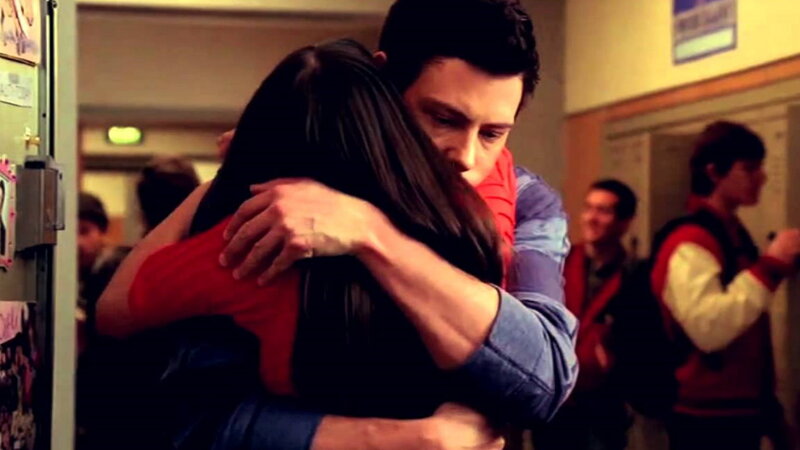 Couple Hugging in Hallway — Red