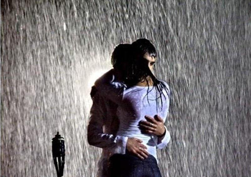 Couple Hugging in Rain
