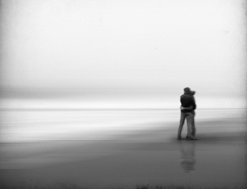 Couple Hugging on Beach — Black