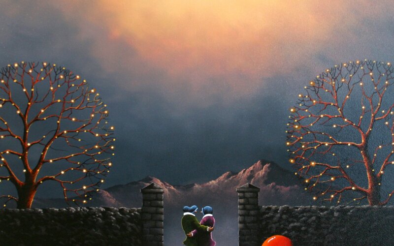 Couple Hugging on Wall