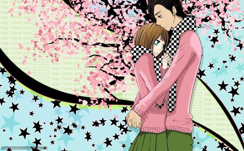 Couple Hugging under Cherry Blossoms