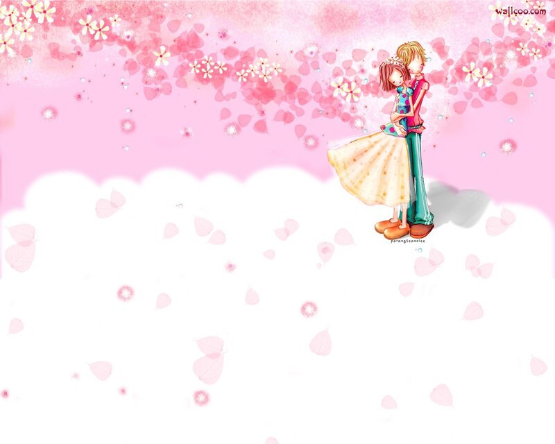 Couple Hugging under Flowers