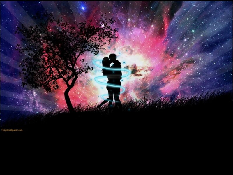 Couple Hugging under Stars