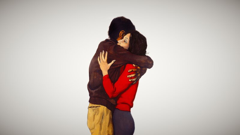 Couple Hugging — White, Intimate