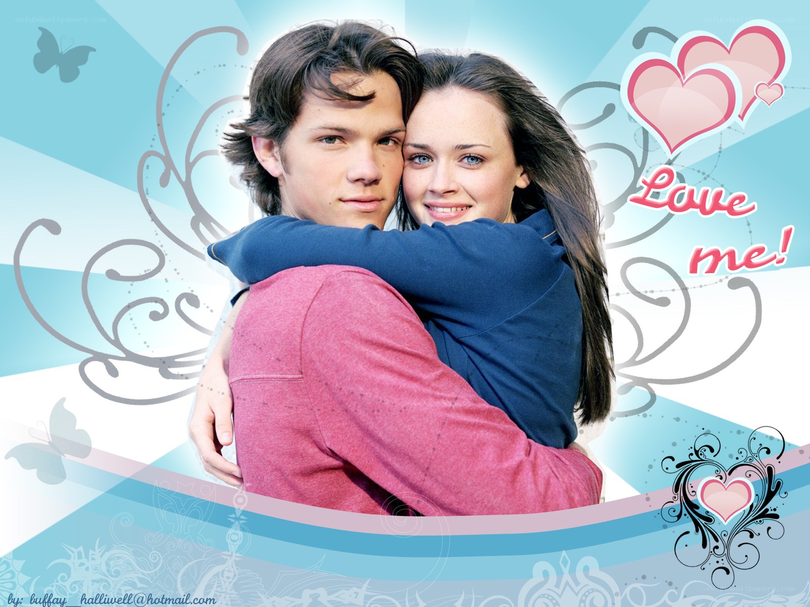 couple hugging with hearts