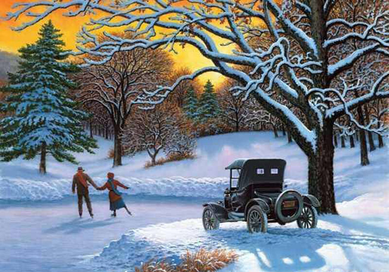 Couple Ice Skating — White, Serene