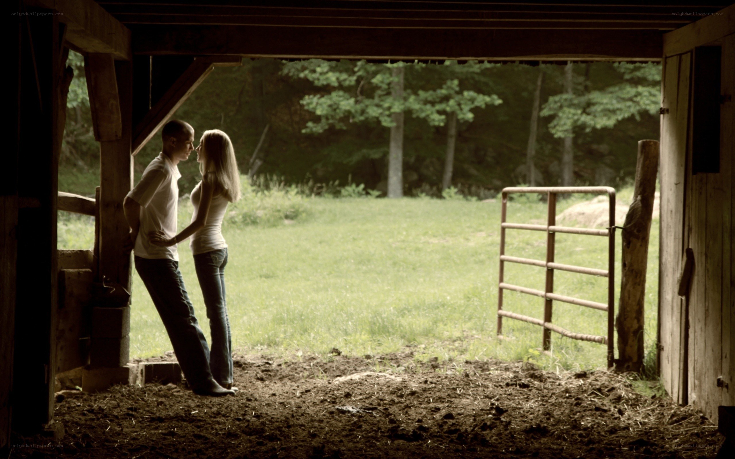Couple in a barn