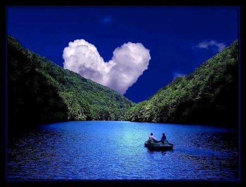 Couple in a Boat — Blue, Serene