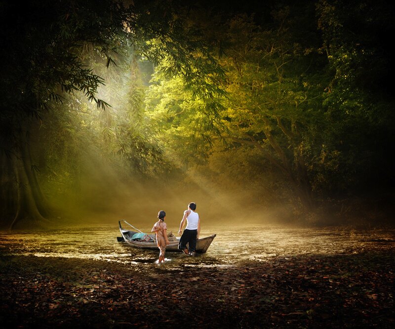 Couple in a Boat — Green