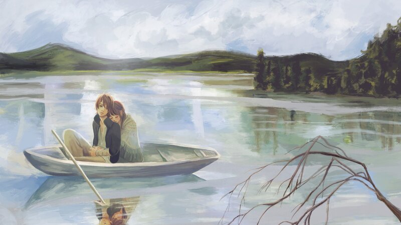 Couple in a boat on a lake