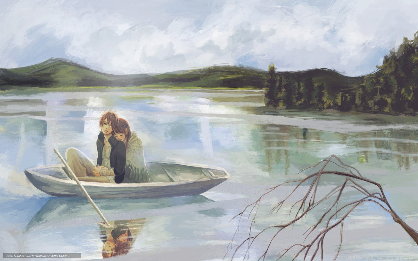 Couple in a boat on a lake