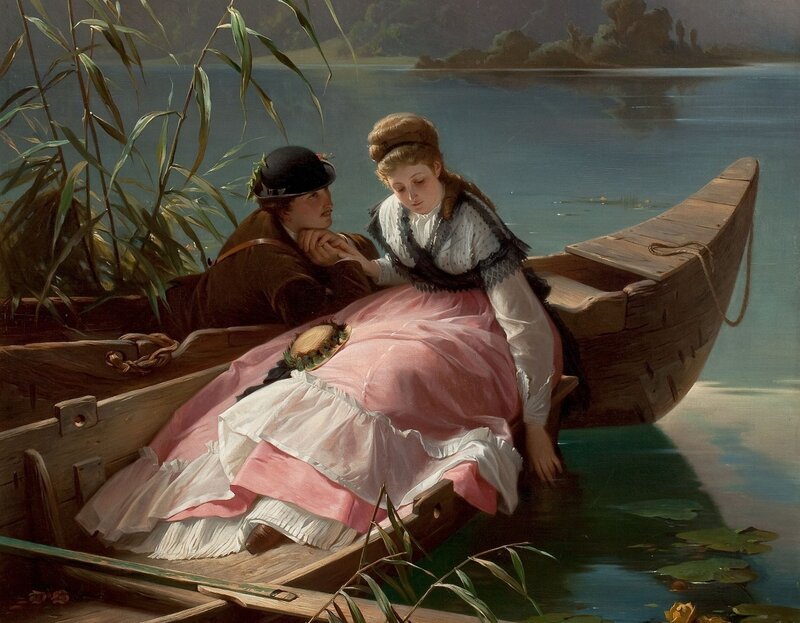 Couple in a Boat — Pink
