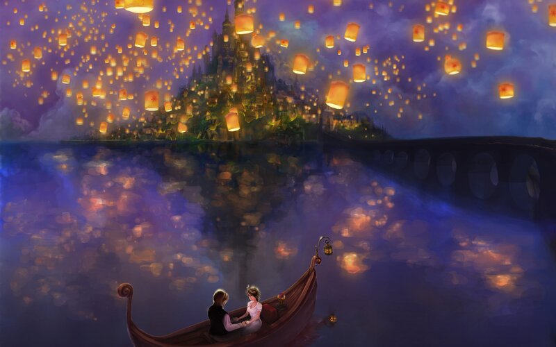 Couple in a Boat — Purple, Magical