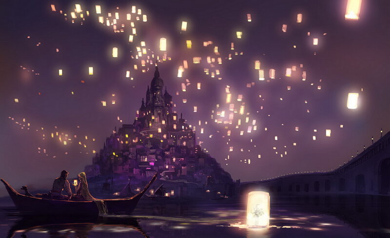 Couple in a Boat — Purple, Romantic
