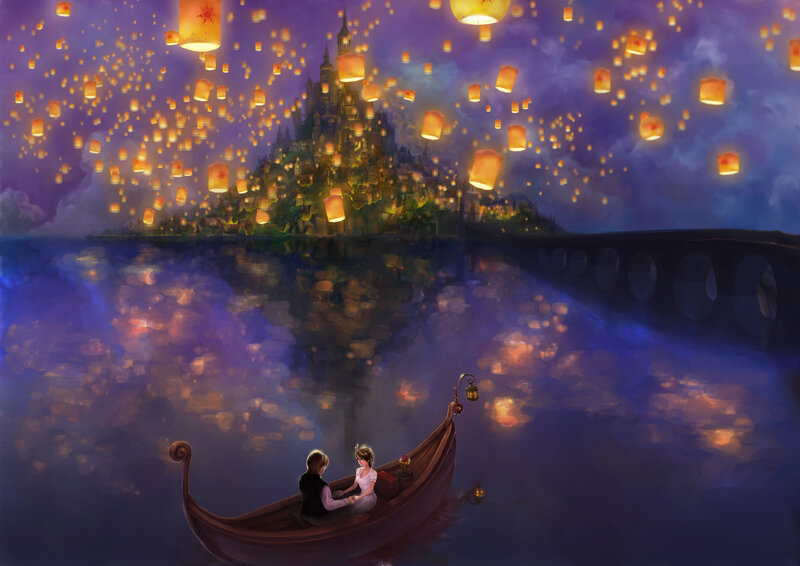Couple in a Boat — Purple, Serene