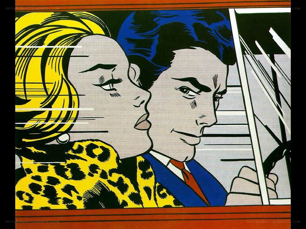 Couple in a car comic art