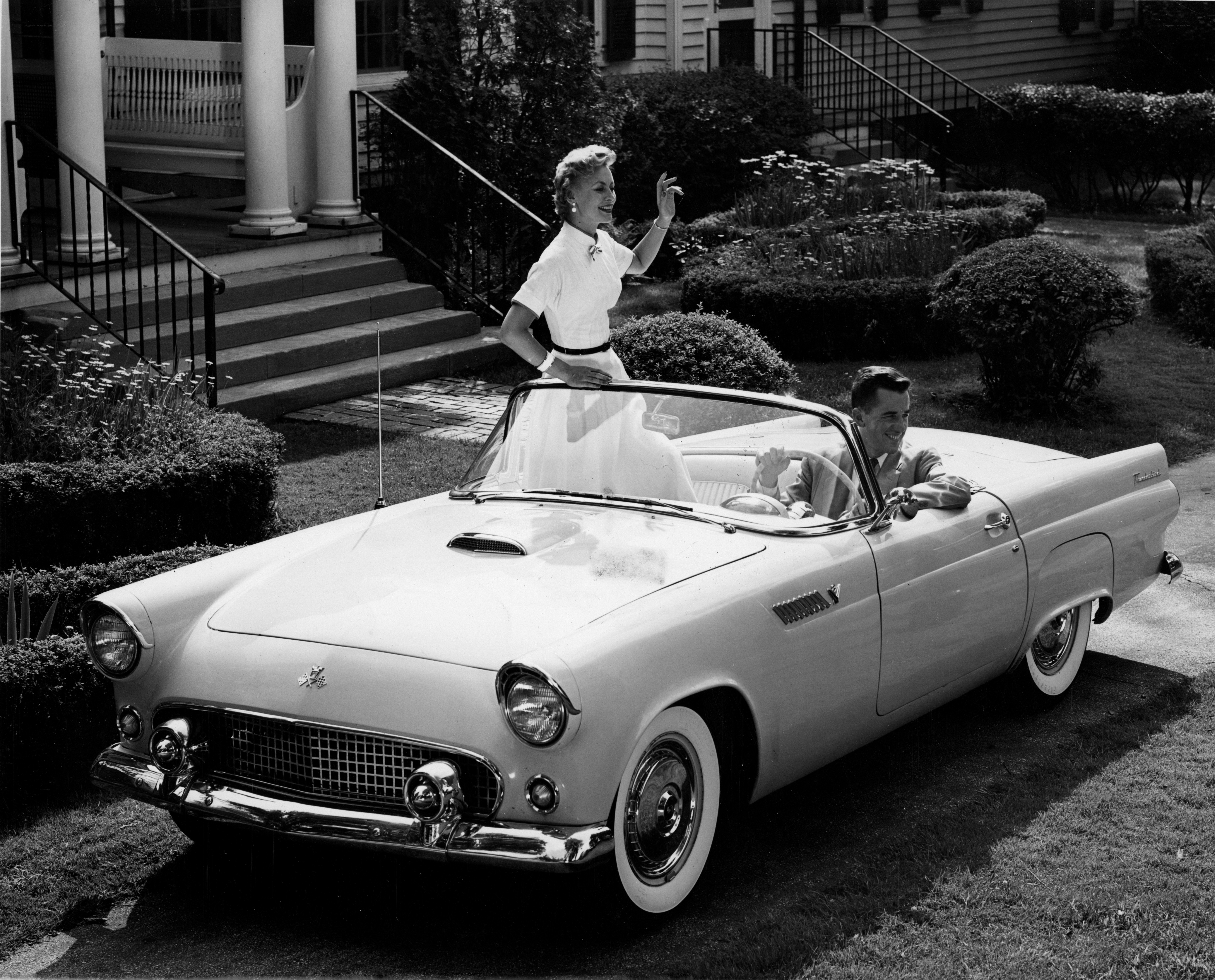 Couple in a classic convertible