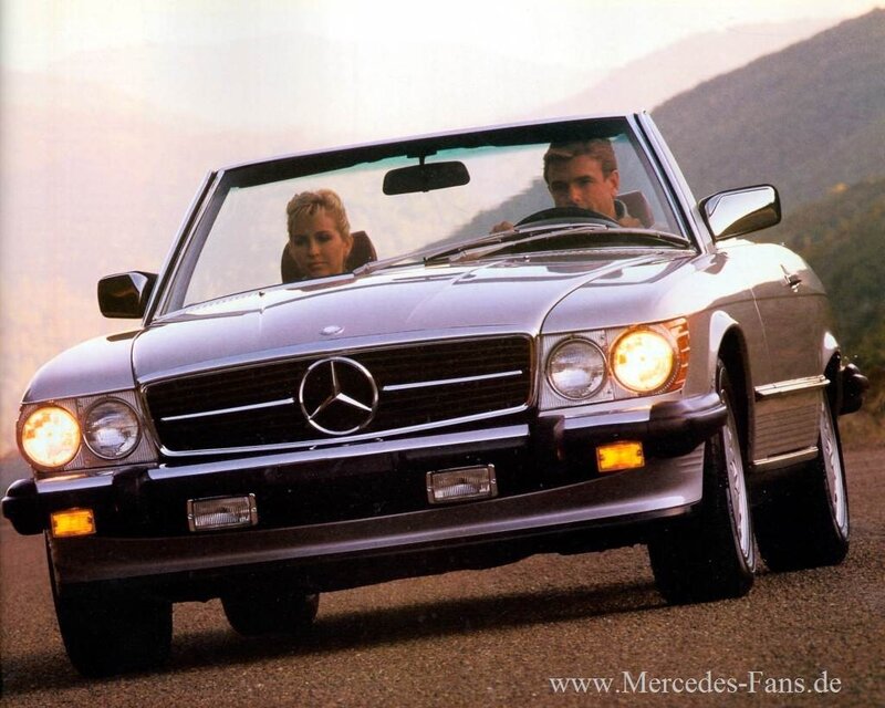 Couple in a classic Mercedes convertible