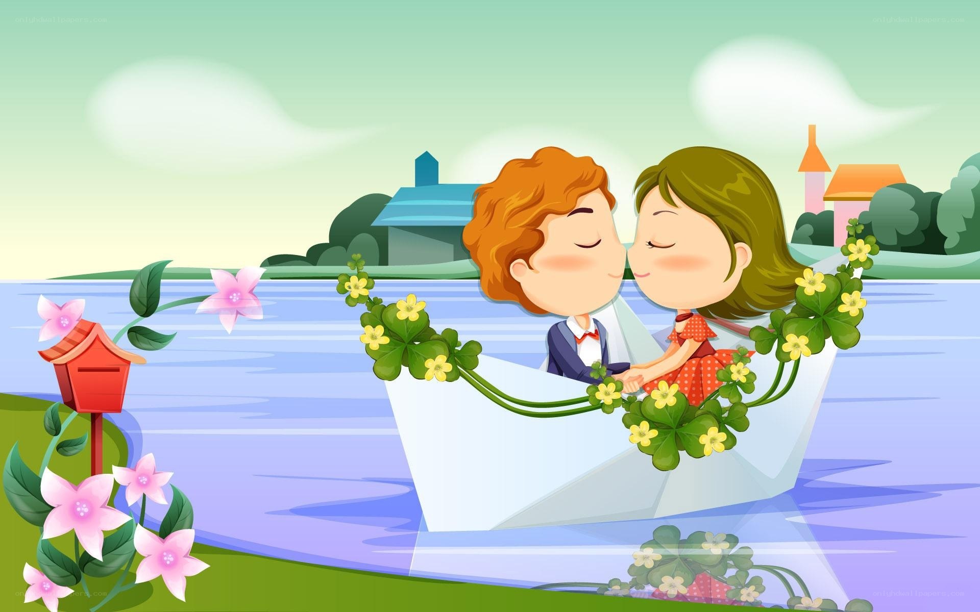 Couple in a flower boat
