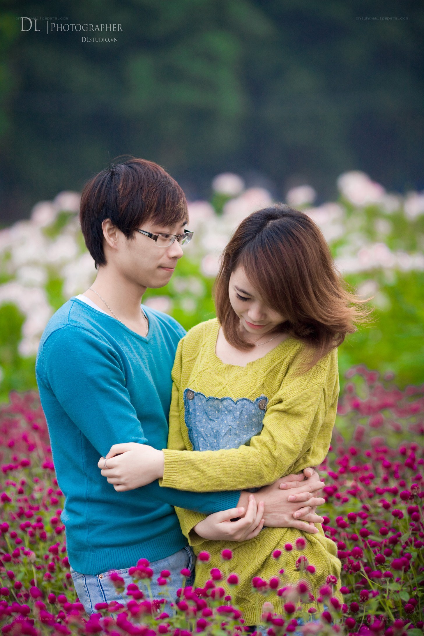 Couple in a flower field