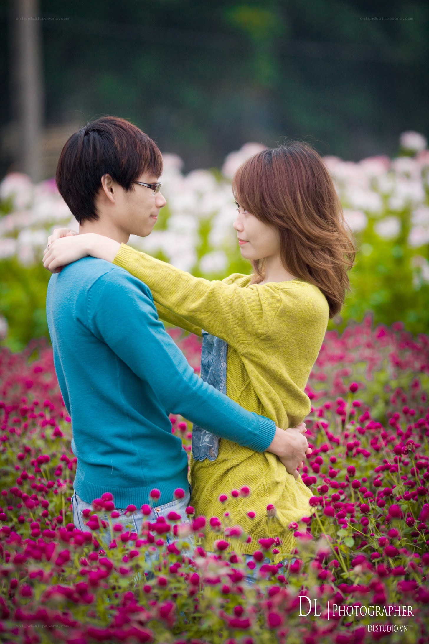 Couple in a flower field