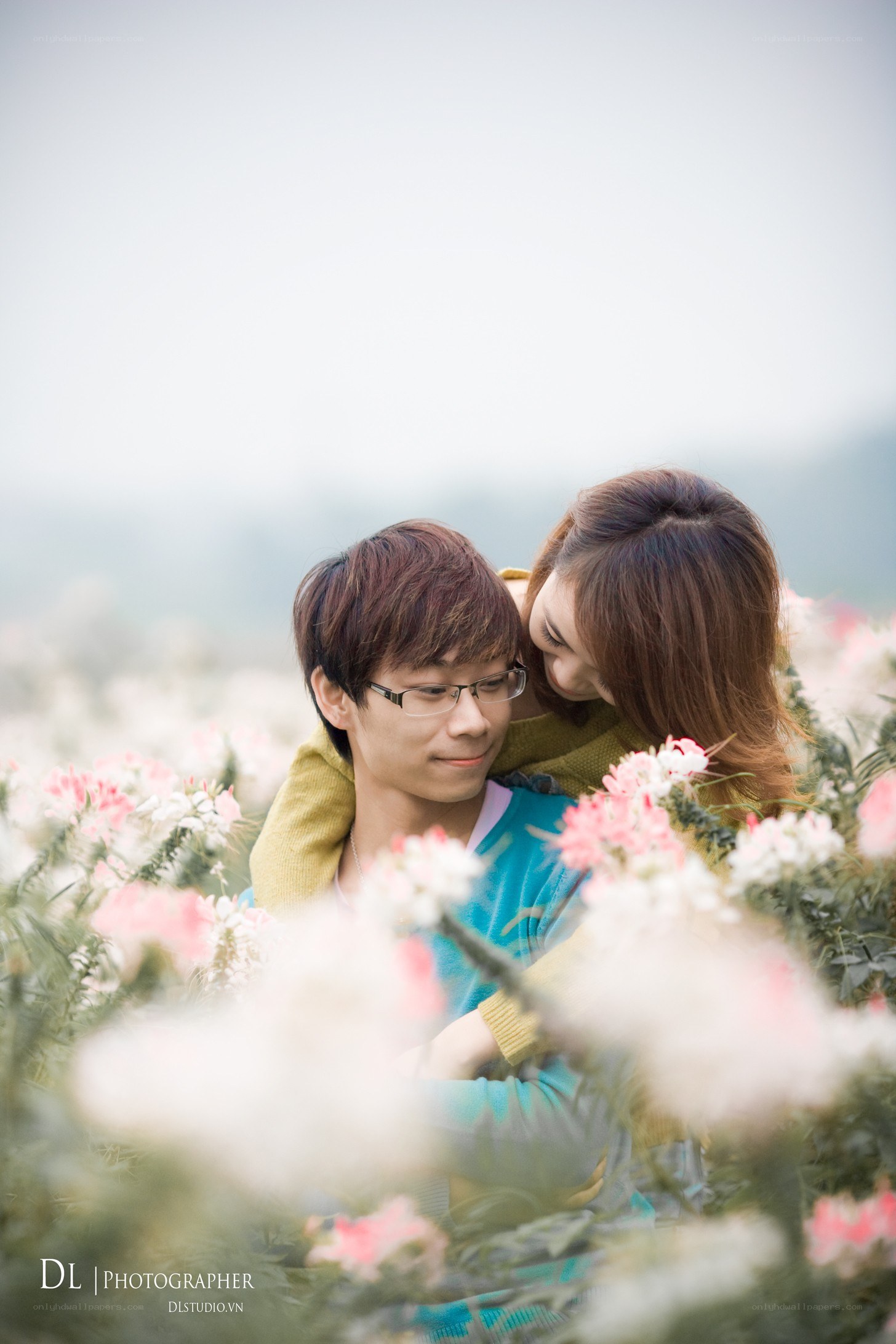 Couple in a flower field