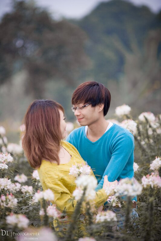 Couple in a flower field