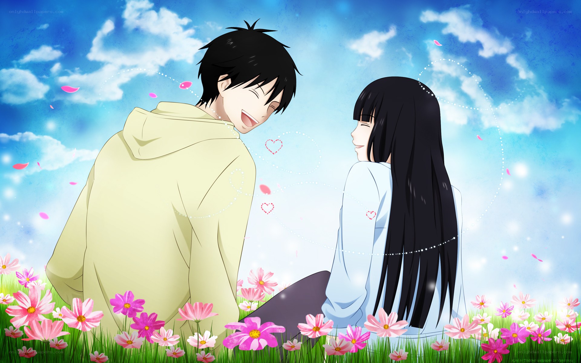 couple in a flower field