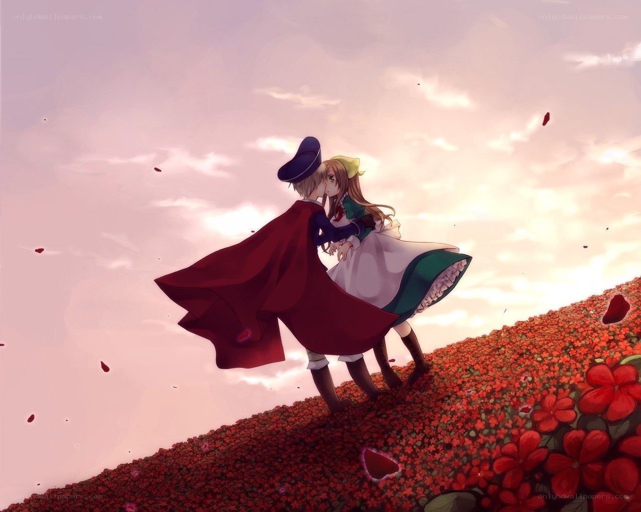 couple in a flower field