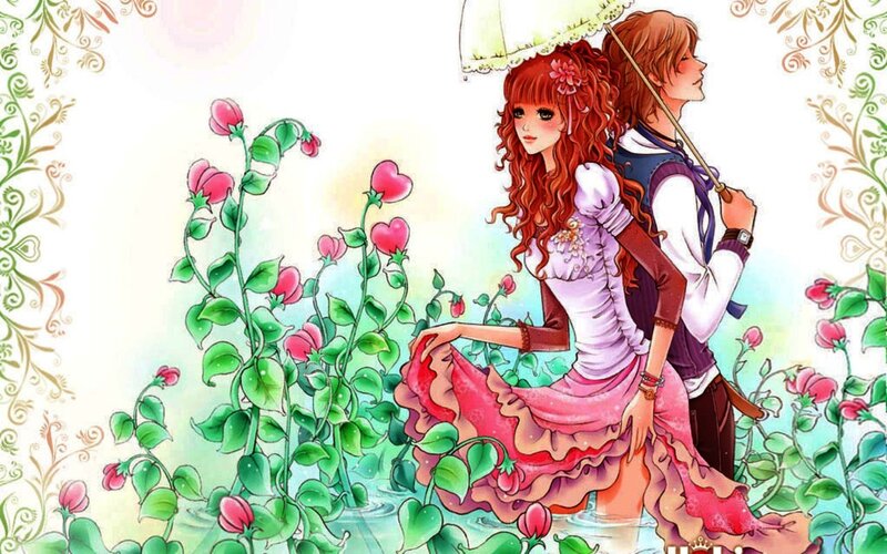 couple in a flower garden
