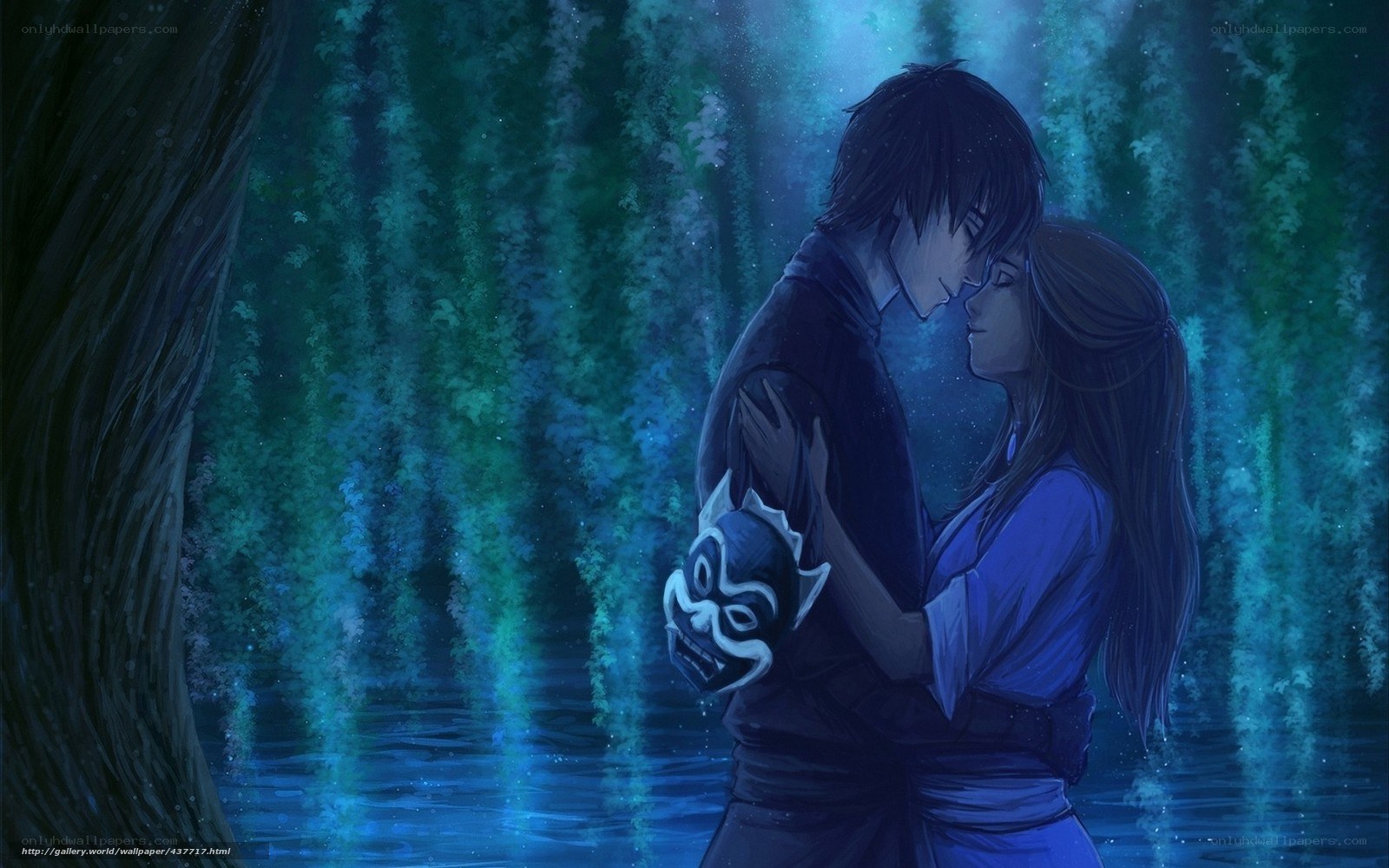 couple in a forest embrace