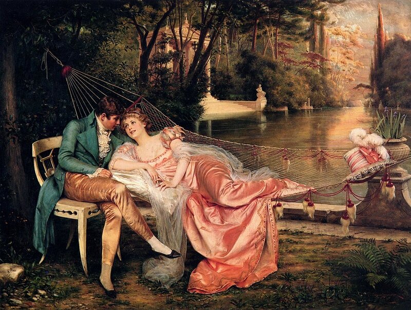 Couple in a garden hammock
