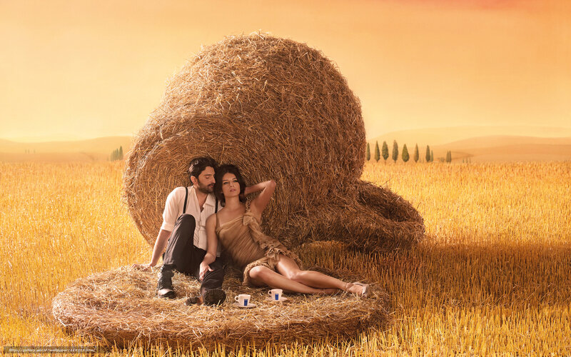 Couple in a golden field