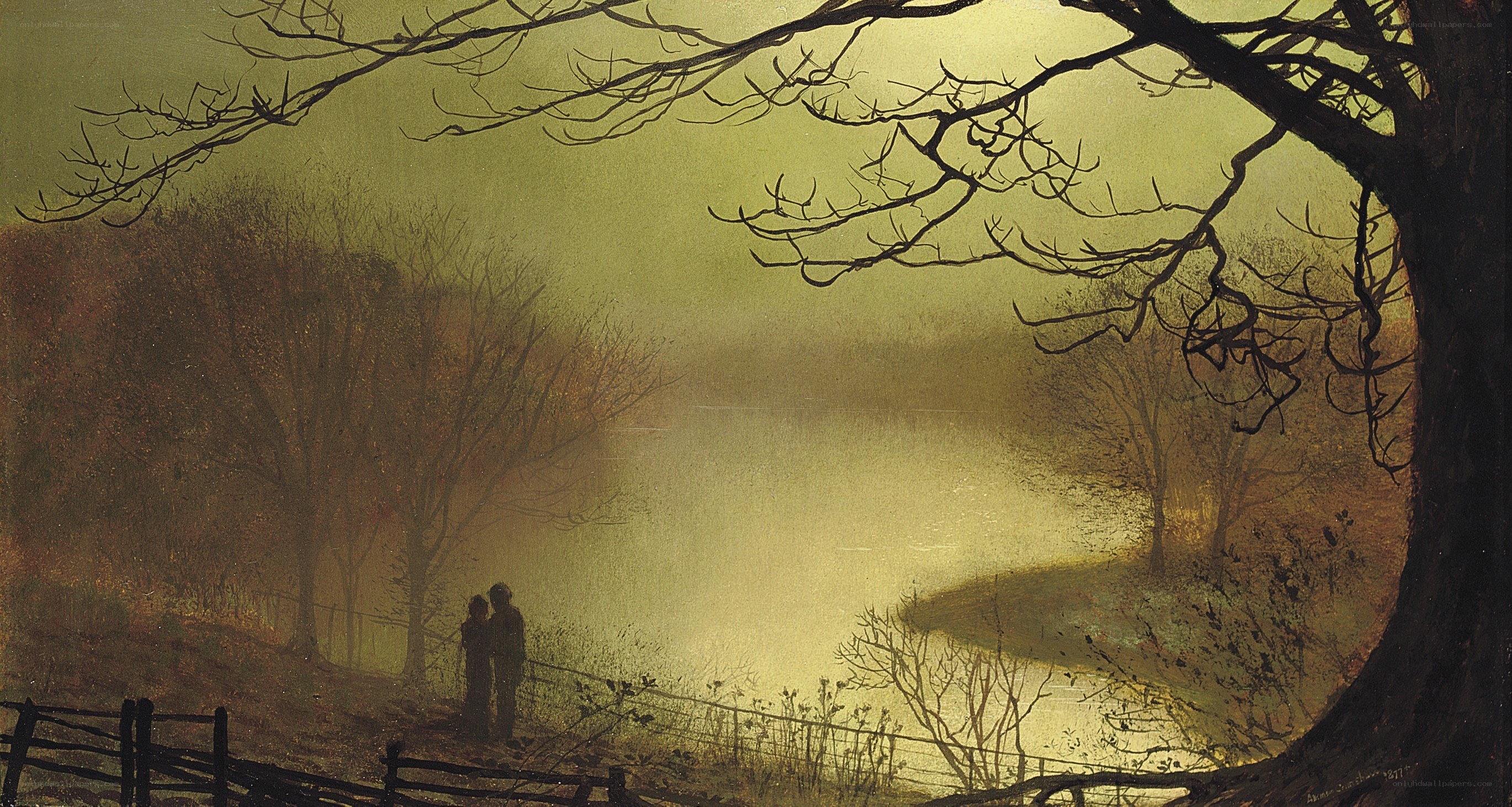 Couple in a misty landscape
