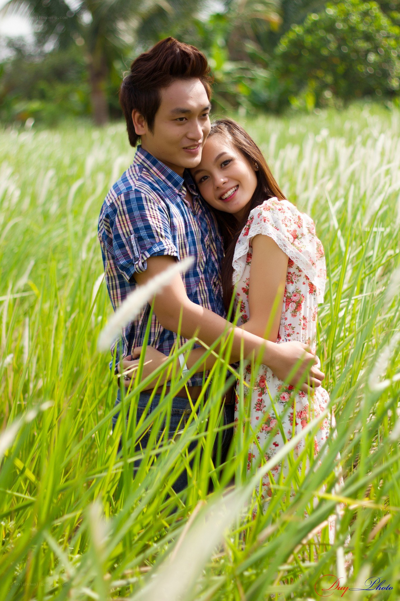 Couple in a rice field