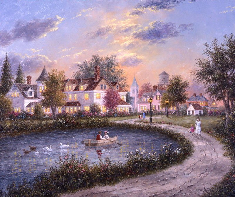 Couple in a Rowboat — Blue