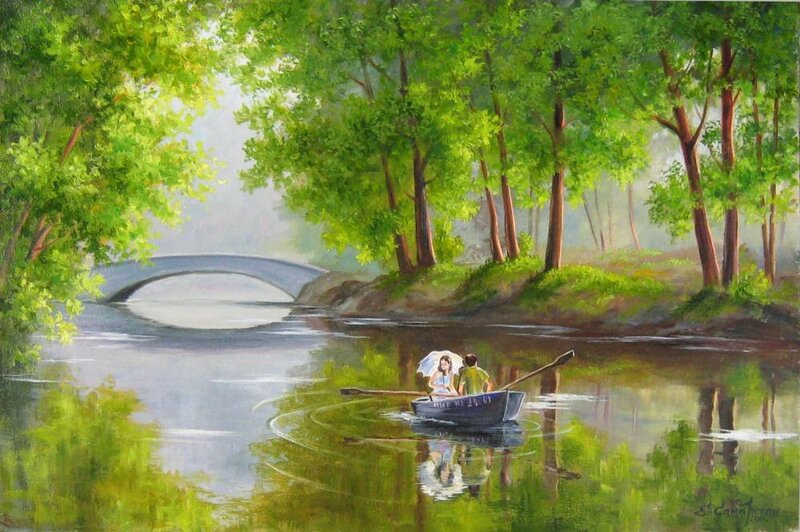 Couple in a Rowboat — Green