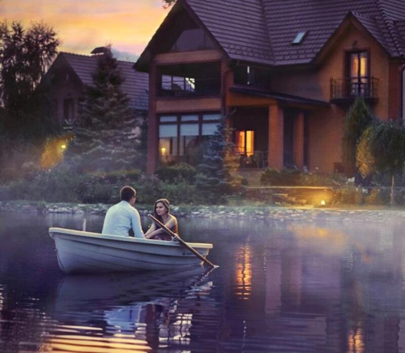 Couple in a Rowboat — Purple