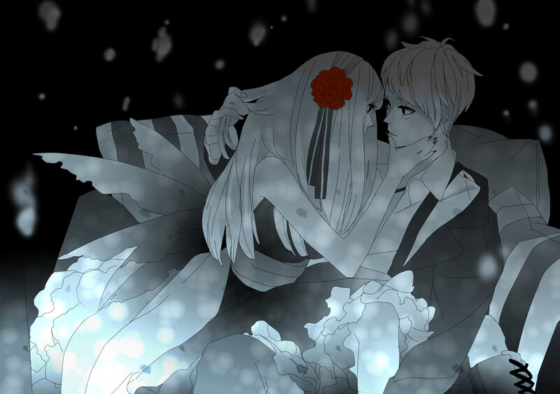 Couple in a snowy embrace