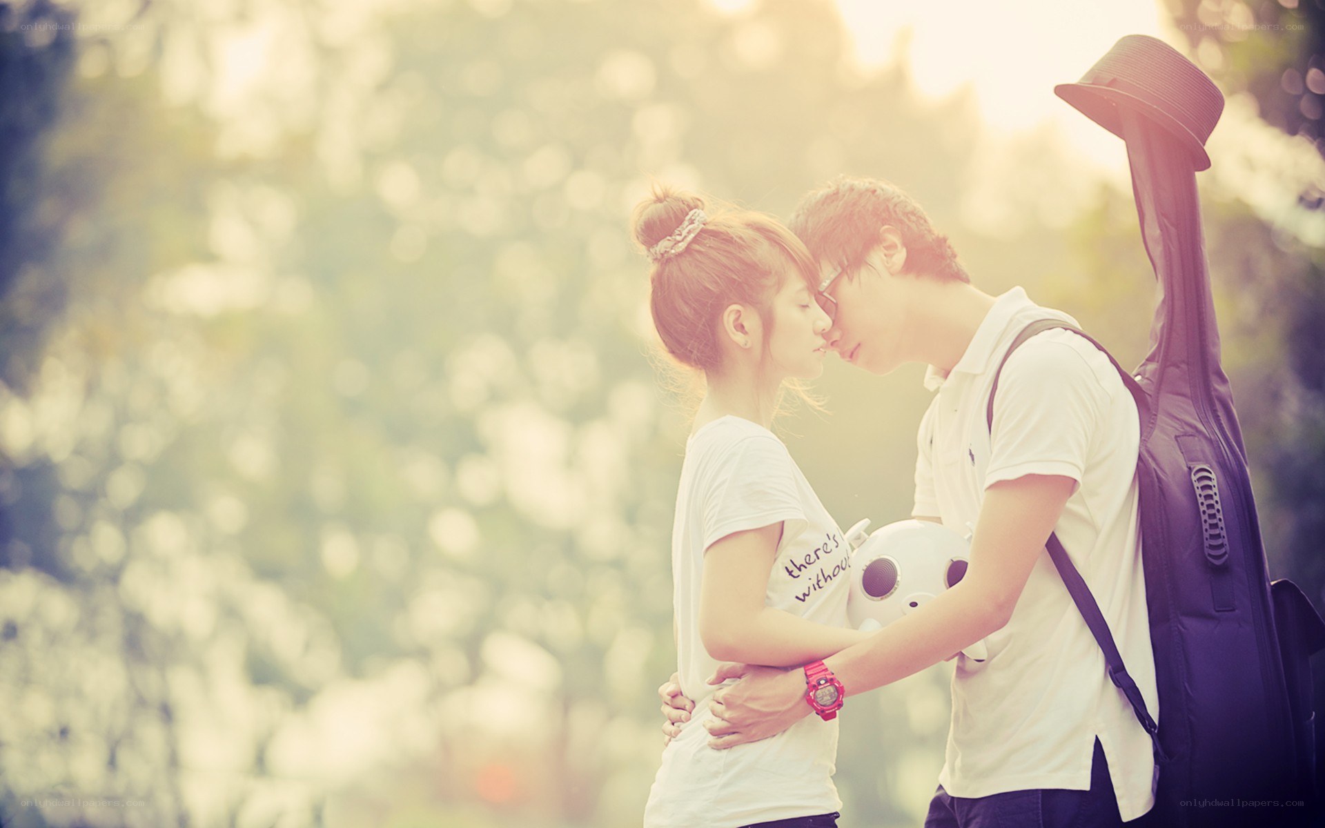 Couple in a sunlit embrace